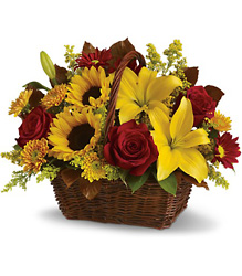 Golden Days Basket from Metropolitan Plant & Flower Exchange, local NJ florist